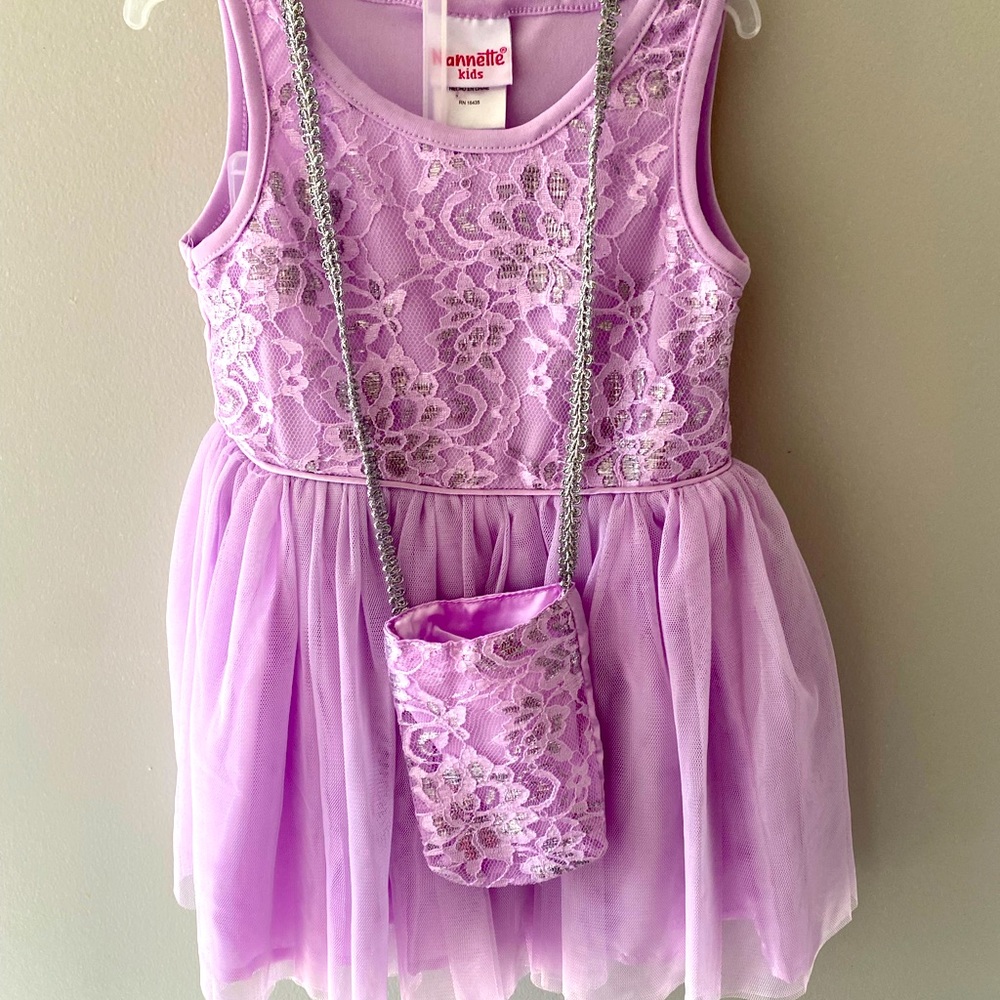 Gently used purple dress with matching purse
